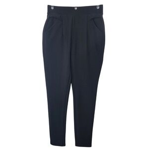 Indero Womens High Waisted Black Yoga Pants Athleisure Comfy Stretch Taperd L/XL